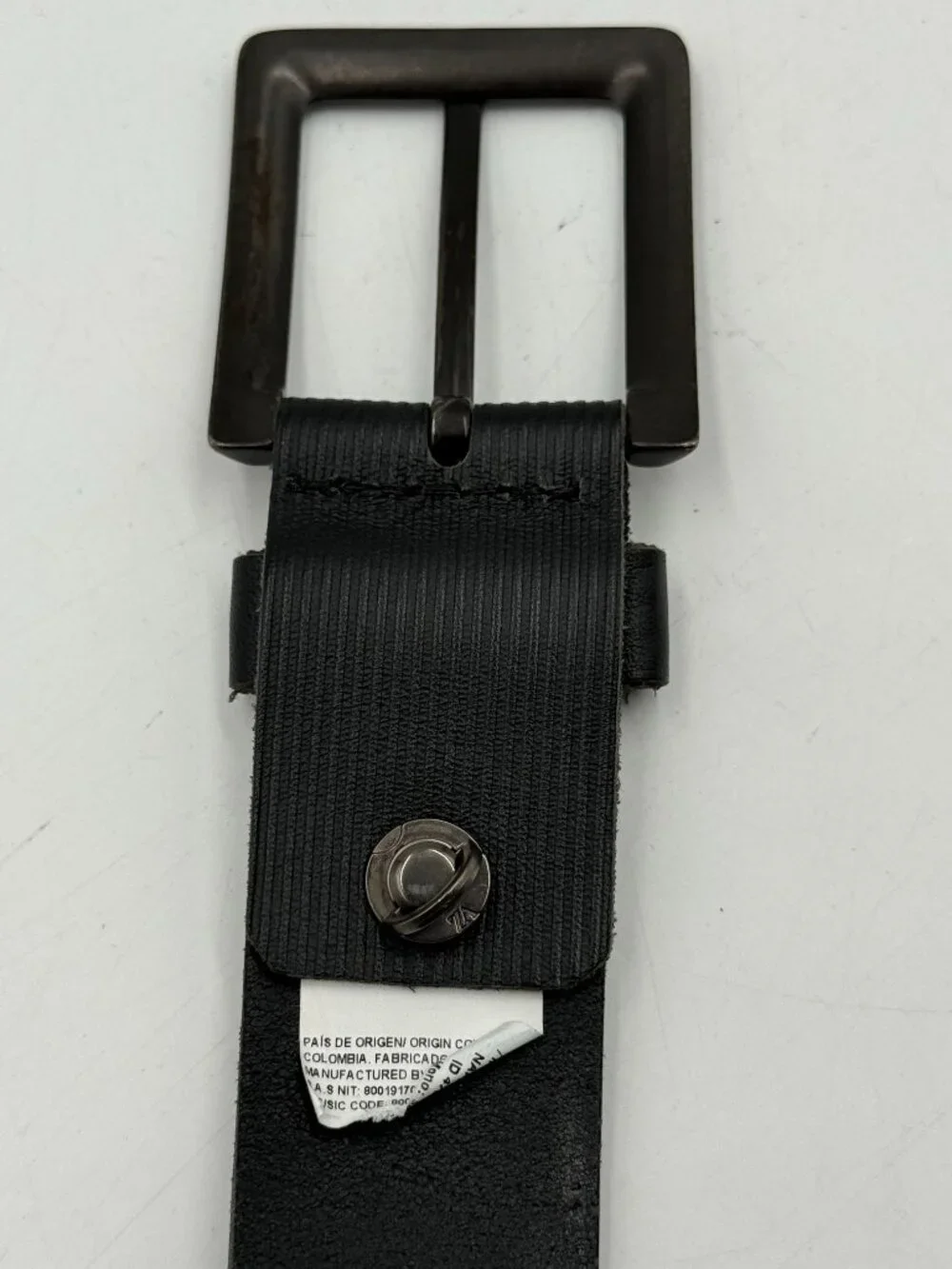 Velez Ribbed Textured Leather Belt Size 32 Black Dress Work 1.5